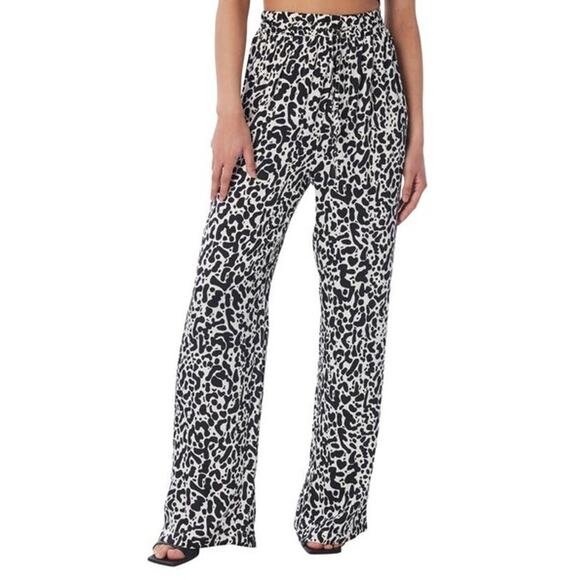 Lita by Ciara NWT Fluid Print Tie Waist Pants In Black Mini Cheetah Size Medium‎ - Picture 1 of 3